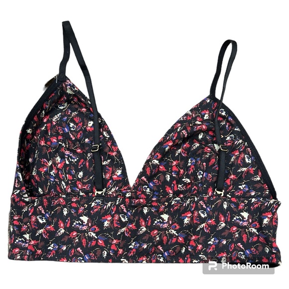 Madewell longline cotton / modal floral bralette black multi Large NEW NWT - Picture 3 of 4